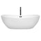 Wyndham Rebecca 70" Soaking Bathtub in White with Floor Mounted Faucet Drain and Overflow Trim in Matte Black WCOBT101470MBATPBK