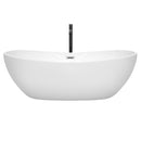 Wyndham Rebecca 70" Soaking Bathtub in White with Polished Chrome Trim and Floor Mounted Faucet in Matte Black WCOBT101470PCATPBK