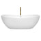 Wyndham Rebecca 70" Soaking Bathtub in White with Shiny White Trim and Floor Mounted Faucet in Brushed Gold WCOBT101470SWATPGD