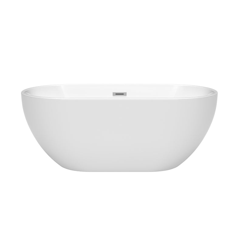 Wyndham Brooklyn 60" Soaking Bathtub in White with Polished Chrome Drain and Overflow Trim WCOBT200060