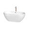 Wyndham Brooklyn 60" Soaking Bathtub In White With Floor Mounted Faucet Drain And Overflow Trim In Brushed Nickel WCOBT200060ATP11BN