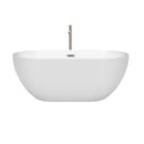 Wyndham Brooklyn 60" Soaking Bathtub in White with Floor Mounted Faucet Drain and Overflow Trim in Brushed Nickel WCOBT200060ATP11BN