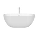 Wyndham Brooklyn 60" Soaking Bathtub in White with Floor Mounted Faucet Drain and Overflow Trim in Polished Chrome WCOBT200060ATP11PC