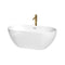 Wyndham Brooklyn 60" Soaking Bathtub In White With Polished Chrome Trim And Floor Mounted Faucet In Brushed Gold WCOBT200060PCATPGD