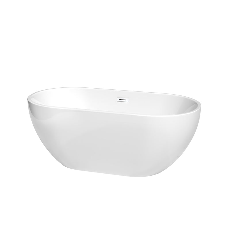 Wyndham Brooklyn 60" Soaking Bathtub In White With Shiny White Drain And Overflow Trim WCOBT200060SWTRIM