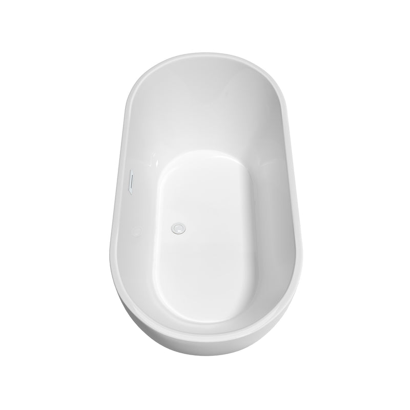 Wyndham Brooklyn 60" Soaking Bathtub in White with Shiny White Drain and Overflow Trim WCOBT200060SWTRIM