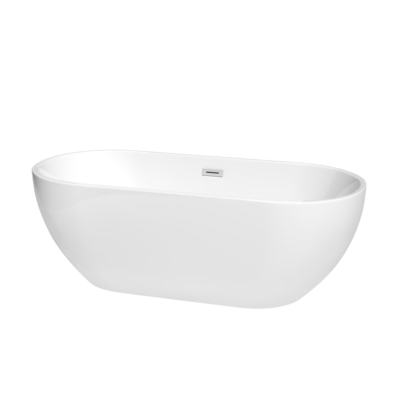 Wyndham Brooklyn 67" Soaking Bathtub In White With Polished Chrome Drain And Overflow Trim WCOBT200067