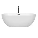 Wyndham Brooklyn 67" Soaking Bathtub in White with Floor Mounted Faucet Drain and Overflow Trim in Matte Black WCOBT200067MBATPBK