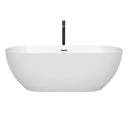 Wyndham Brooklyn 67" Soaking Bathtub in White with Polished Chrome Trim and Floor Mounted Faucet in Matte Black WCOBT200067PCATPBK