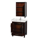 Wyndham Sheffield 30" Single Bathroom Vanity In Espresso with Carrara Cultured Marble Countertop Undermount Square Sink and Medicine Cabinet WCS141430SESC2UNSMED