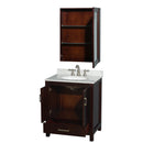 Wyndham Sheffield 30" Single Bathroom Vanity In Espresso with White Carrara Marble Countertop Undermount Oval Sink and Medicine Cabinet WCS141430SESCMUNOMED