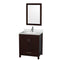 Wyndham Sheffield 30" Single Bathroom Vanity In Espresso With White Carrara Marble Countertop Undermount Square Sink And 24" Mirror WCS141430SESCMUNSM24