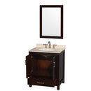 Wyndham AAA Sheffield 30" Single Bathroom Vanity In Espresso with Ivory Marble Countertop Undermount Oval Sink and 24" Mirror WCS141430SESIVUNOM24