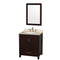 Wyndham AAA Sheffield 30" Single Bathroom Vanity In Espresso With Ivory Marble Countertop Undermount Oval Sink And 24" Mirror WCS141430SESIVUNOM24