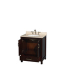 Wyndham AAA Sheffield 30" Single Bathroom Vanity In Espresso with Ivory Marble Countertop Undermount Oval Sink and No Mirror WCS141430SESIVUNOMXX