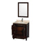 Wyndham AAA Sheffield 30" Single Bathroom Vanity In Espresso with Ivory Marble Countertop Undermount Square Sink and 24" Mirror WCS141430SESIVUNSM24