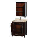 Wyndham AAA Sheffield 30" Single Bathroom Vanity In Espresso with Ivory Marble Countertop Undermount Square Sink and Medicine Cabinet WCS141430SESIVUNSMED