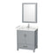 Wyndham Sheffield 30" Single Bathroom Vanity In Gray With Carrara Cultured Marble Countertop Undermount Square Sink And Medicine Cabinet WCS141430SGYC2UNSMED