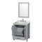 Wyndham Sheffield 30" Single Bathroom Vanity In Gray with White Carrara Marble Countertop Undermount Oval Sink and 24" Mirror WCS141430SGYCMUNOM24