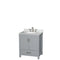 Wyndham Sheffield 30" Single Bathroom Vanity In Gray With White Carrara Marble Countertop Undermount Oval Sink And No Mirror WCS141430SGYCMUNOMXX