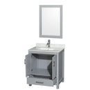 Wyndham Sheffield 30" Single Bathroom Vanity In Gray with White Carrara Marble Countertop Undermount Square Sink and 24" Mirror WCS141430SGYCMUNSM24