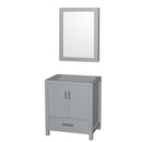 Wyndham Sheffield 30" Single Bathroom Vanity In Gray With No Countertop No Sink And Medicine Cabinet WCS141430SGYCXSXXMED