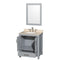 Wyndham AAA Sheffield 30" Single Bathroom Vanity In Gray with Ivory Marble Countertop Undermount Oval Sink and 24" Mirror WCS141430SGYIVUNOM24