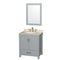 Wyndham AAA Sheffield 30" Single Bathroom Vanity In Gray With Ivory Marble Countertop Undermount Oval Sink And 24" Mirror WCS141430SGYIVUNOM24