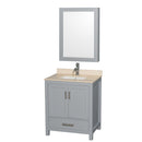 Wyndham AAA Sheffield 30" Single Bathroom Vanity In Gray With Ivory Marble Countertop Undermount Square Sink And Medicine Cabinet WCS141430SGYIVUNSMED