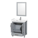 Wyndham Sheffield 30" Single Bathroom Vanity In Gray with White Cultured Marble Countertop Undermount Square Sink and 24" Mirror WCS141430SGYWCUNSM24