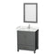 Wyndham Sheffield 30" Single Bathroom Vanity In Dark Gray With Carrara Cultured Marble Countertop Undermount Square Sink And 24" Mirror WCS141430SKGC2UNSM24