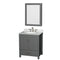 Wyndham Sheffield 30" Single Bathroom Vanity In Dark Gray With White Carrara Marble Countertop Undermount Oval Sink And Medicine Cabinet WCS141430SKGCMUNOMED