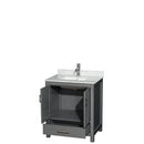 Wyndham Sheffield 30" Single Bathroom Vanity In Dark Gray with White Carrara Marble Countertop Undermount Square Sink and No Mirror WCS141430SKGCMUNSMXX