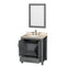 Wyndham AAA Sheffield 30" Single Bathroom Vanity In Dark Gray with Ivory Marble Countertop Undermount Oval Sink and 24" Mirror WCS141430SKGIVUNOM24