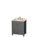 Wyndham AAA Sheffield 30" Single Bathroom Vanity In Dark Gray With Ivory Marble Countertop Undermount Oval Sink And No Mirror WCS141430SKGIVUNOMXX