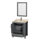 Wyndham AAA Sheffield 30" Single Bathroom Vanity In Dark Gray with Ivory Marble Countertop Undermount Square Sink and 24" Mirror WCS141430SKGIVUNSM24