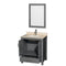 Wyndham AAA Sheffield 30" Single Bathroom Vanity In Dark Gray with Ivory Marble Countertop Undermount Square Sink and 24" Mirror WCS141430SKGIVUNSM24