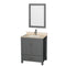 Wyndham AAA Sheffield 30" Single Bathroom Vanity In Dark Gray With Ivory Marble Countertop Undermount Square Sink And 24" Mirror WCS141430SKGIVUNSM24