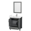 Wyndham Sheffield 30" Single Bathroom Vanity In Dark Gray with White Cultured Marble Countertop Undermount Square Sink and 24" Mirror WCS141430SKGWCUNSM24