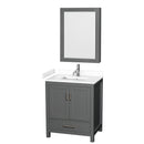 Wyndham Sheffield 30" Single Bathroom Vanity In Dark Gray With White Cultured Marble Countertop Undermount Square Sink And Medicine Cabinet WCS141430SKGWCUNSMED