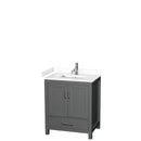 Wyndham Sheffield 30" Single Bathroom Vanity In Dark Gray With White Cultured Marble Countertop Undermount Square Sink And No Mirror WCS141430SKGWCUNSMXX