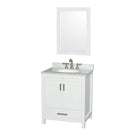 Wyndham Sheffield 30" Single Bathroom Vanity In White With White Carrara Marble Countertop Undermount Oval Sink And 24" Mirror WCS141430SWHCMUNOM24