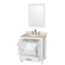 Wyndham AAA Sheffield 30" Single Bathroom Vanity In White with Ivory Marble Countertop Undermount Oval Sink and 24" Mirror WCS141430SWHIVUNOM24