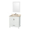 Wyndham AAA Sheffield 30" Single Bathroom Vanity In White With Ivory Marble Countertop Undermount Oval Sink And 24" Mirror WCS141430SWHIVUNOM24