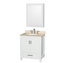 Wyndham AAA Sheffield 30" Single Bathroom Vanity In White With Ivory Marble Countertop Undermount Oval Sink And Medicine Cabinet WCS141430SWHIVUNOMED