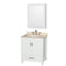 Wyndham AAA Sheffield 30" Single Bathroom Vanity In White With Ivory Marble Countertop Undermount Oval Sink And Medicine Cabinet WCS141430SWHIVUNOMED