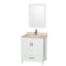 Wyndham AAA Sheffield 30" Single Bathroom Vanity In White With Ivory Marble Countertop Undermount Square Sink And 24" Mirror WCS141430SWHIVUNSM24