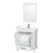 Wyndham Sheffield 30" Single Bathroom Vanity In White with White Cultured Marble Countertop Undermount Square Sink and 24" Mirror WCS141430SWHWCUNSM24