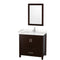 Wyndham Sheffield 36" Single Bathroom Vanity In Espresso With Carrara Cultured Marble Countertop Undermount Square Sink And 24" Mirror WCS141436SESC2UNSM24