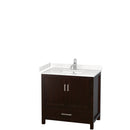 Wyndham Sheffield 36" Single Bathroom Vanity In Espresso With Carrara Cultured Marble Countertop Undermount Square Sink And No Mirror WCS141436SESC2UNSMXX